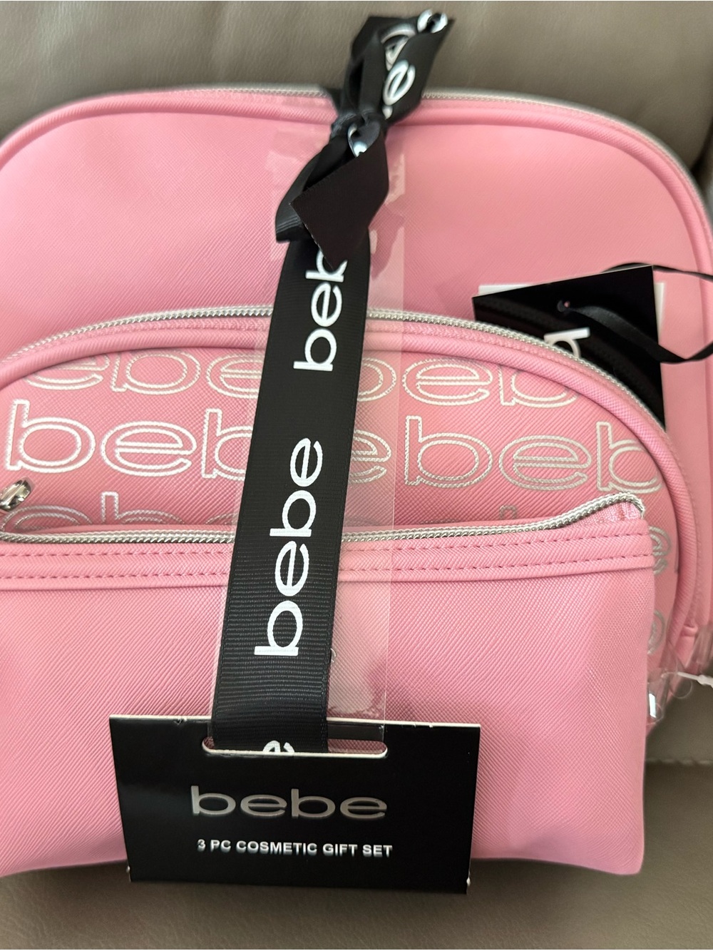 bebe Pink 3-Piece Cosmetic Gift Set with Logo